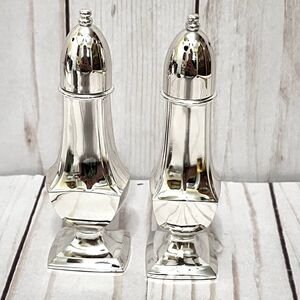 Vintage Oneida Chippendale Set Silverplate Salt Pepper Shakers with Box